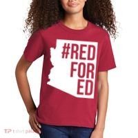 Red For Ed #RedForEd Arizona Teacher Protest Kids T-Shirt thumb 2