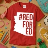 Red For Ed #RedForEd Arizona Teacher Protest Kids T-Shirt thumb 3
