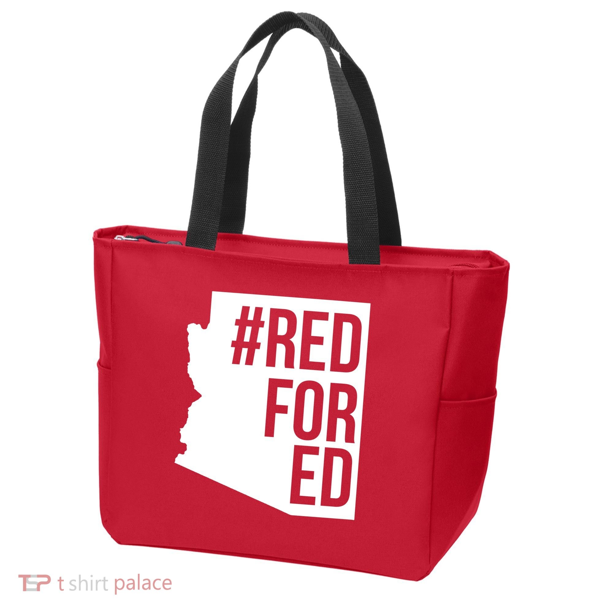 Red For Ed #RedForEd Arizona Teacher Protest Tote Bag