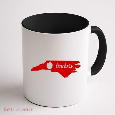 Red For Ed Teacher North Carolina Coffee Mug back