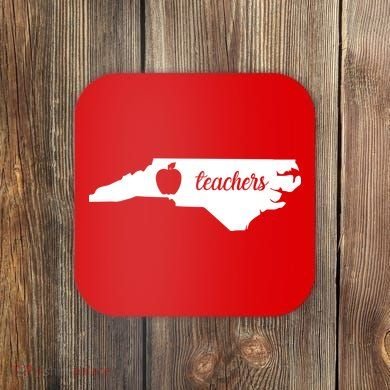 Red For Ed Teacher North Carolina Coaster