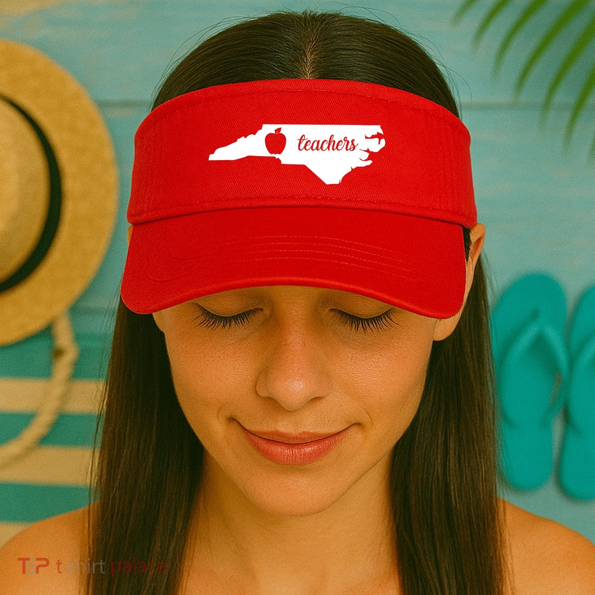 Red For Ed Teacher North Carolina Visor