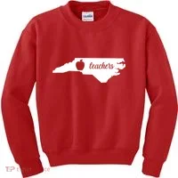 Red For Ed Teacher North Carolina Kids Sweatshirt thumb 0