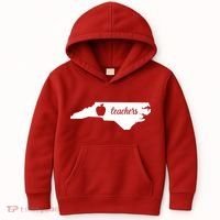 Red For Ed Teacher North Carolina Kids Hoodie thumb 0