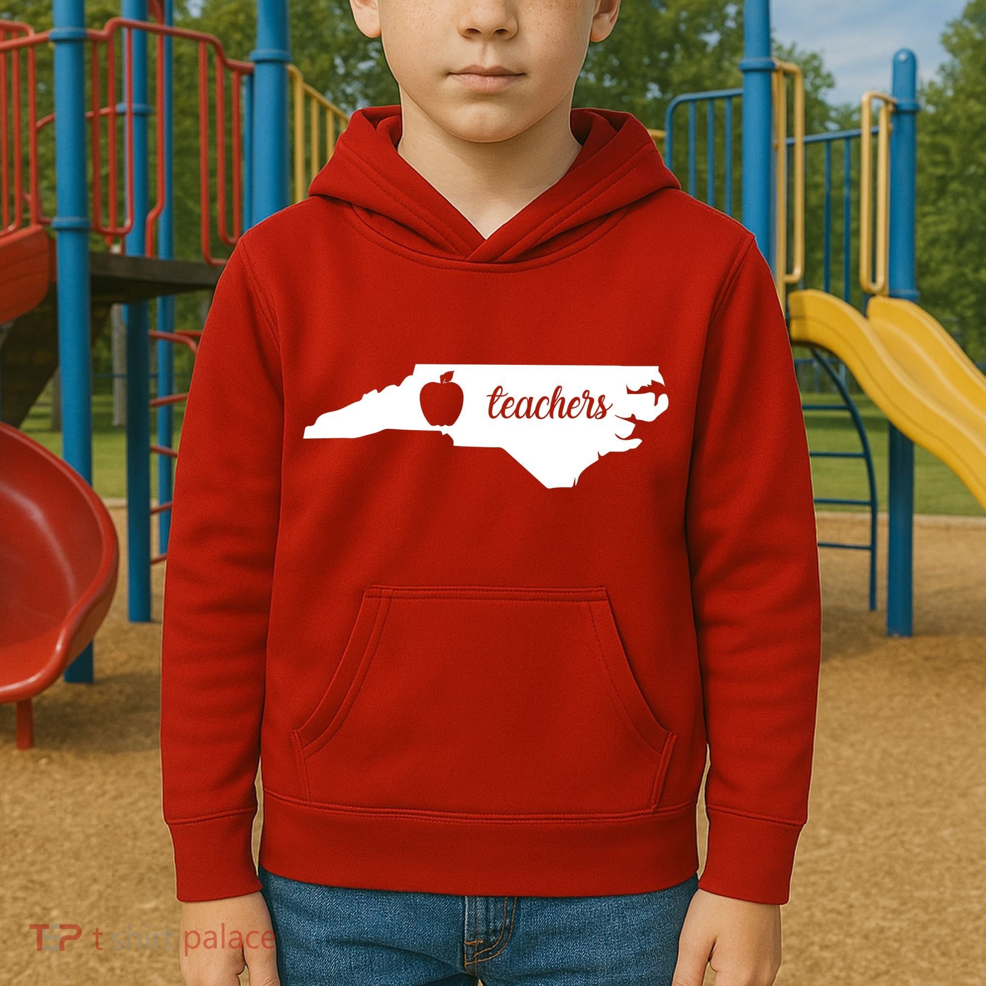 Red For Ed Teacher North Carolina Kids Hoodie