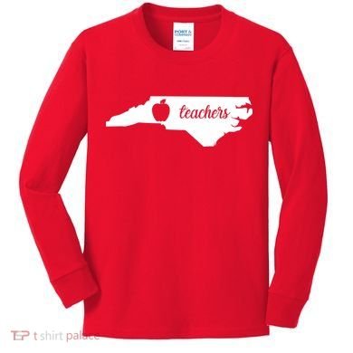 Red For Ed Teacher North Carolina Kids Long Sleeve Shirt
