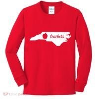 Red For Ed Teacher North Carolina Kids Long Sleeve Shirt thumb 0