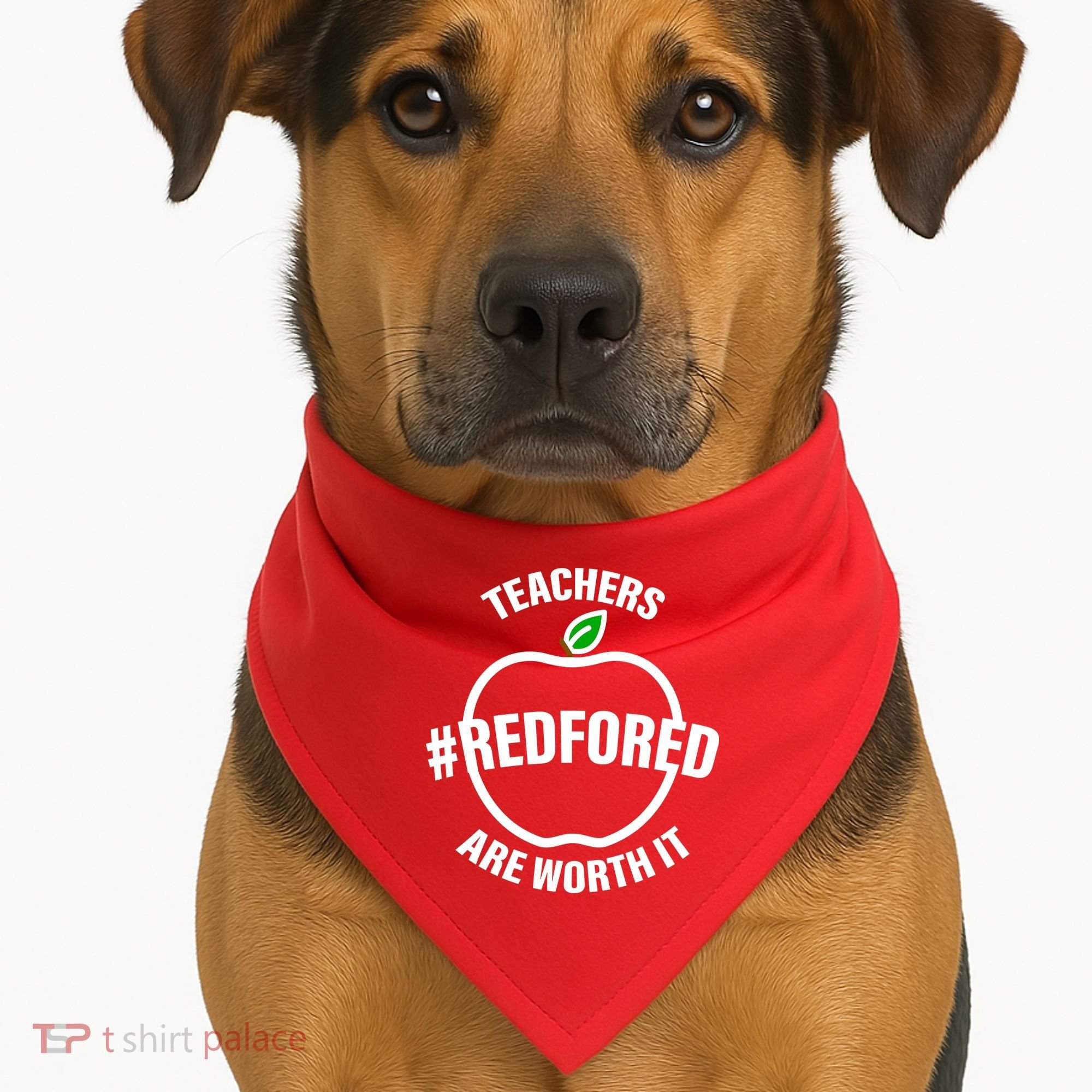 Red For Ed Teachers Are Worth It USA-Made Doggie Bandana