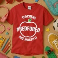 Red For Ed Teachers Are Worth It Kids T-Shirt thumb 3