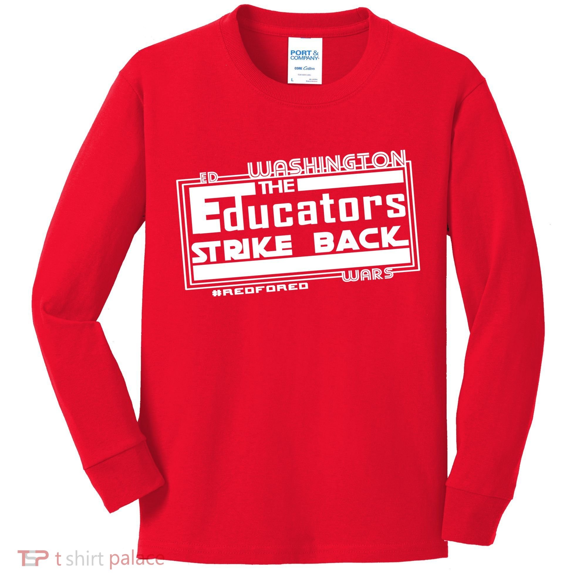 Red For Ed Washington Educators Strike Back Kids Long Sleeve Shirt