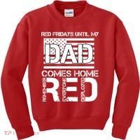 RED Friday Day Unitl My Dad Comes Home Kids Sweatshirt thumb 0