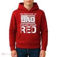 RED Friday Day Unitl My Dad Comes Home Kids Hoodie thumb 4