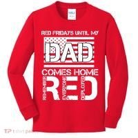 RED Friday Day Unitl My Dad Comes Home Kids Long Sleeve Shirt thumb 0