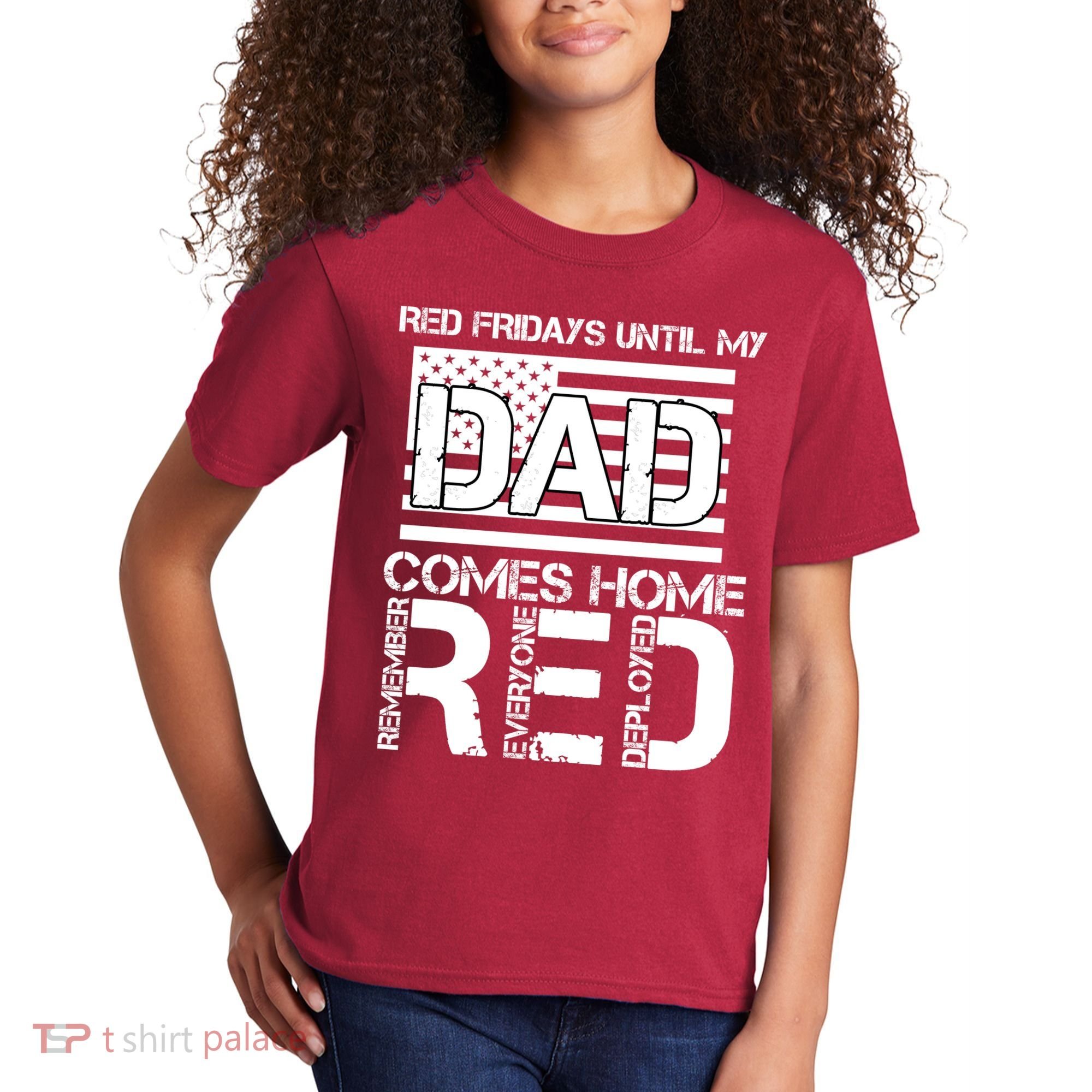 RED Friday Day Unitl My Dad Comes Home Kids T-Shirt