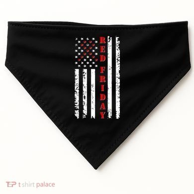 Red Friday Distressed Ribbon US Flag Support Veterans USA-Made Doggie Bandana
