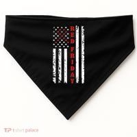 Red Friday Distressed Ribbon US Flag Support Veterans USA-Made Doggie Bandana thumb 0