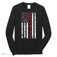 Red Friday Distressed Ribbon US Flag Support Veterans Long Sleeve Shirt thumb 0