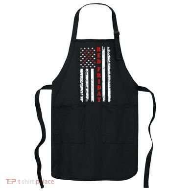 Red Friday Distressed Ribbon US Flag Support Veterans Apron