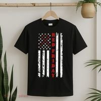 Red Friday Distressed Ribbon US Flag Support Veterans T-Shirt thumb 2
