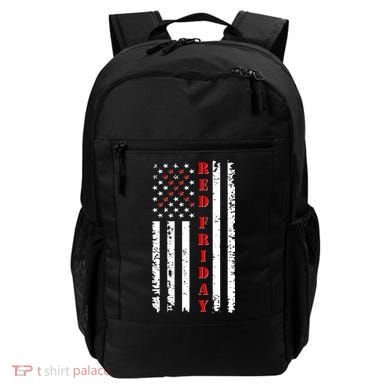 Red Friday Distressed Ribbon US Flag Support Veterans Backpack