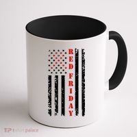 Red Friday Distressed Ribbon US Flag Support Veterans Coffee Mug thumb 1