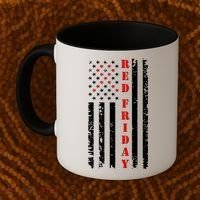 Red Friday Distressed Ribbon US Flag Support Veterans Coffee Mug thumb 2