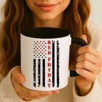 Red Friday Distressed Ribbon US Flag Support Veterans Coffee Mug thumb 3