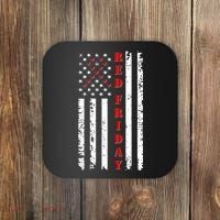 Red Friday Distressed Ribbon US Flag Support Veterans Coaster thumb 0