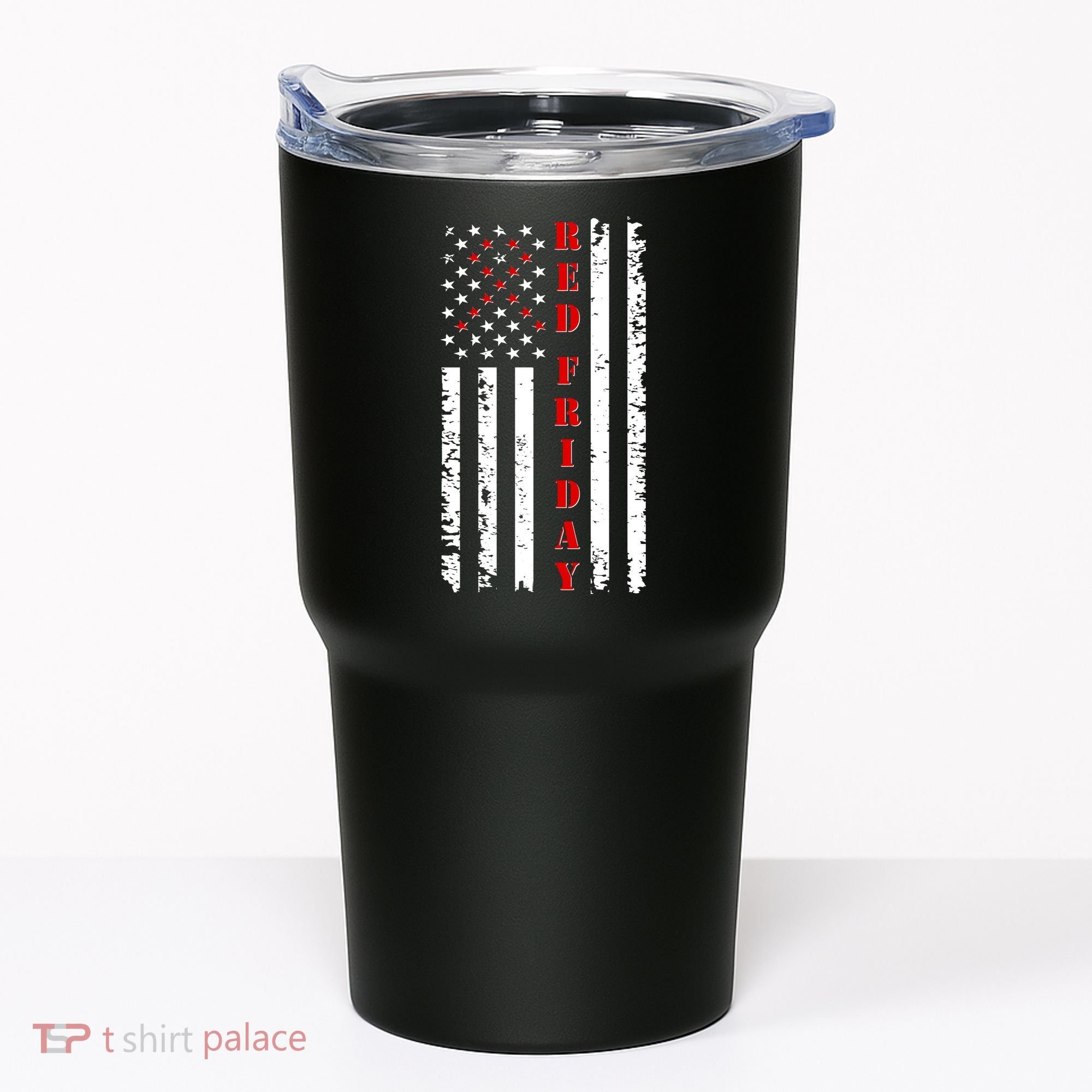 Red Friday Distressed Ribbon US Flag Support Veterans Tumbler