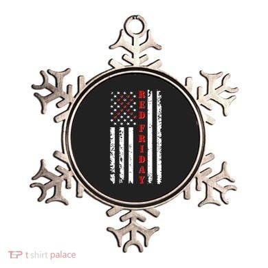 Red Friday Distressed Ribbon US Flag Support Veterans Ornament