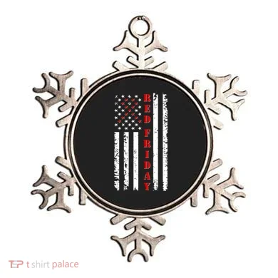 Red Friday Distressed Ribbon US Flag Support Veterans Ornament