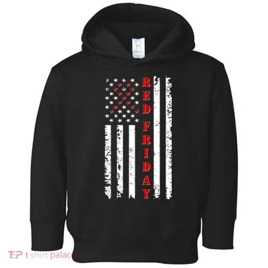 Red Friday Distressed Ribbon US Flag Support Veterans Toddler Hoodie