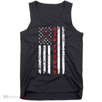 Red Friday Distressed Ribbon US Flag Support Veterans Tank Top