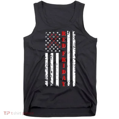 Red Friday Distressed Ribbon US Flag Support Veterans Tank Top