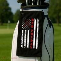 Red Friday Distressed Ribbon US Flag Support Veterans Golf Towel thumb 2