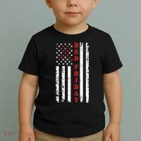 Red Friday Distressed Ribbon US Flag Support Veterans Toddler T-Shirt thumb 2