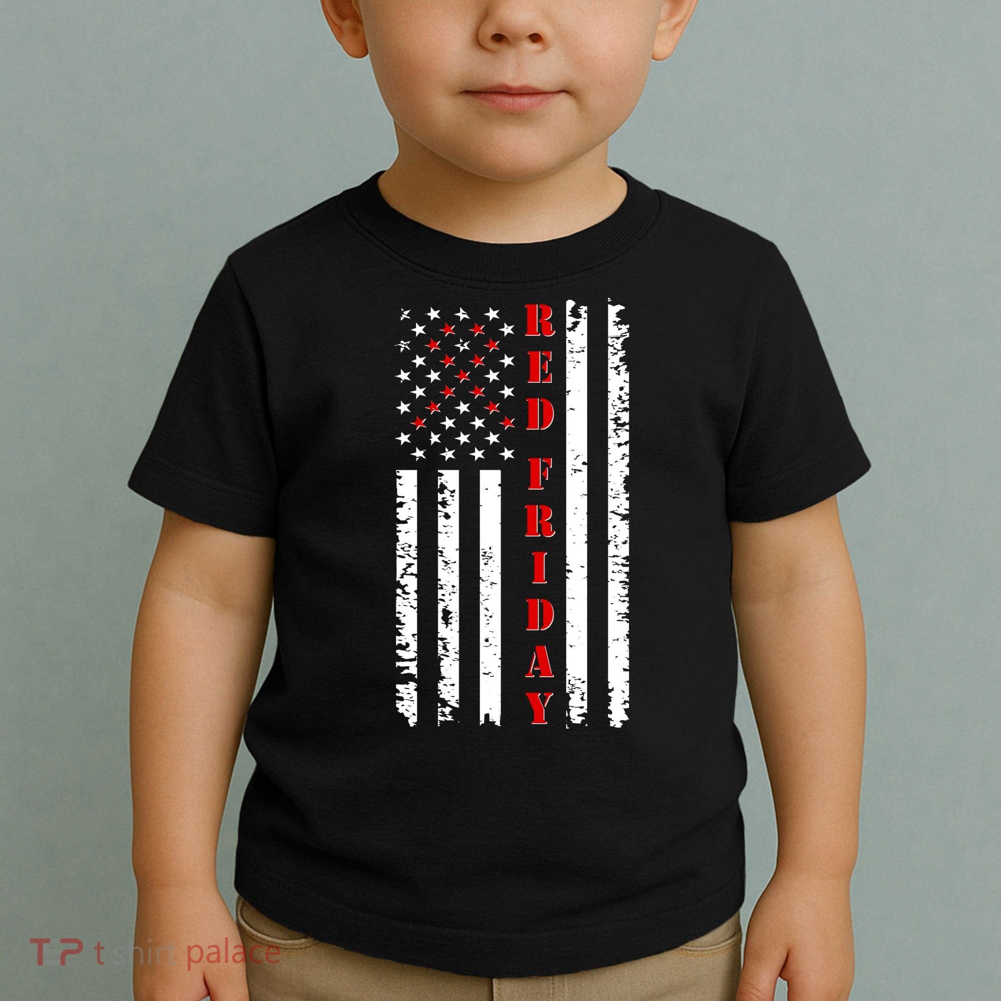 Red Friday Distressed Ribbon US Flag Support Veterans Toddler T-Shirt