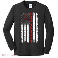Red Friday Distressed Ribbon US Flag Support Veterans Kids Long Sleeve Shirt thumb 0