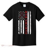 Red Friday Distressed Ribbon US Flag Support Veterans Kids T-Shirt thumb 0