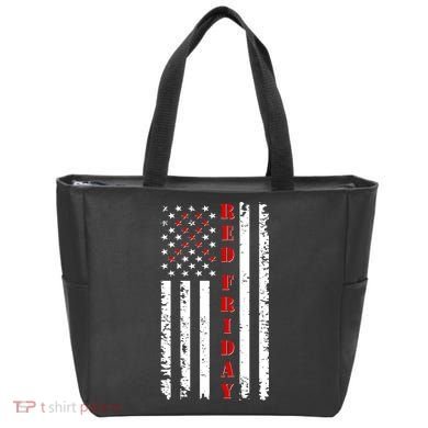Red Friday Distressed Ribbon US Flag Support Veterans Tote Bag