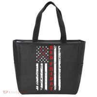 Red Friday Distressed Ribbon US Flag Support Veterans Tote Bag thumb 0
