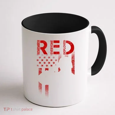 Red Friday Remember Everyone Deployed Flag Coffee Mug back