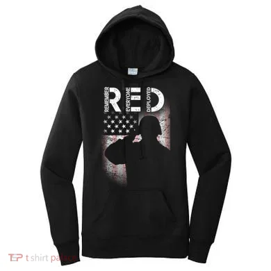 Red Friday Remember Everyone Deployed Flag Women's Hoodie