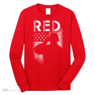 Red Friday Remember Everyone Deployed Flag Long Sleeve Shirt