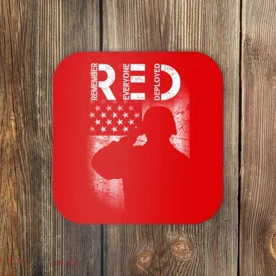 Red Friday Remember Everyone Deployed Flag Coaster