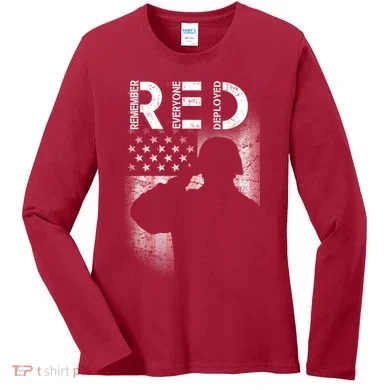Red Friday Remember Everyone Deployed Flag Women's Long Sleeve Shirt