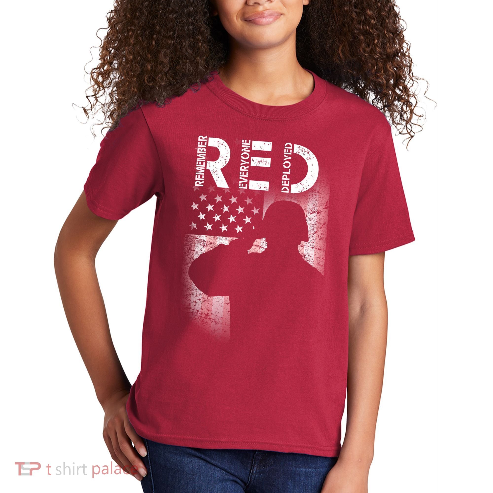 Red Friday Remember Everyone Deployed Flag Kids T-Shirt