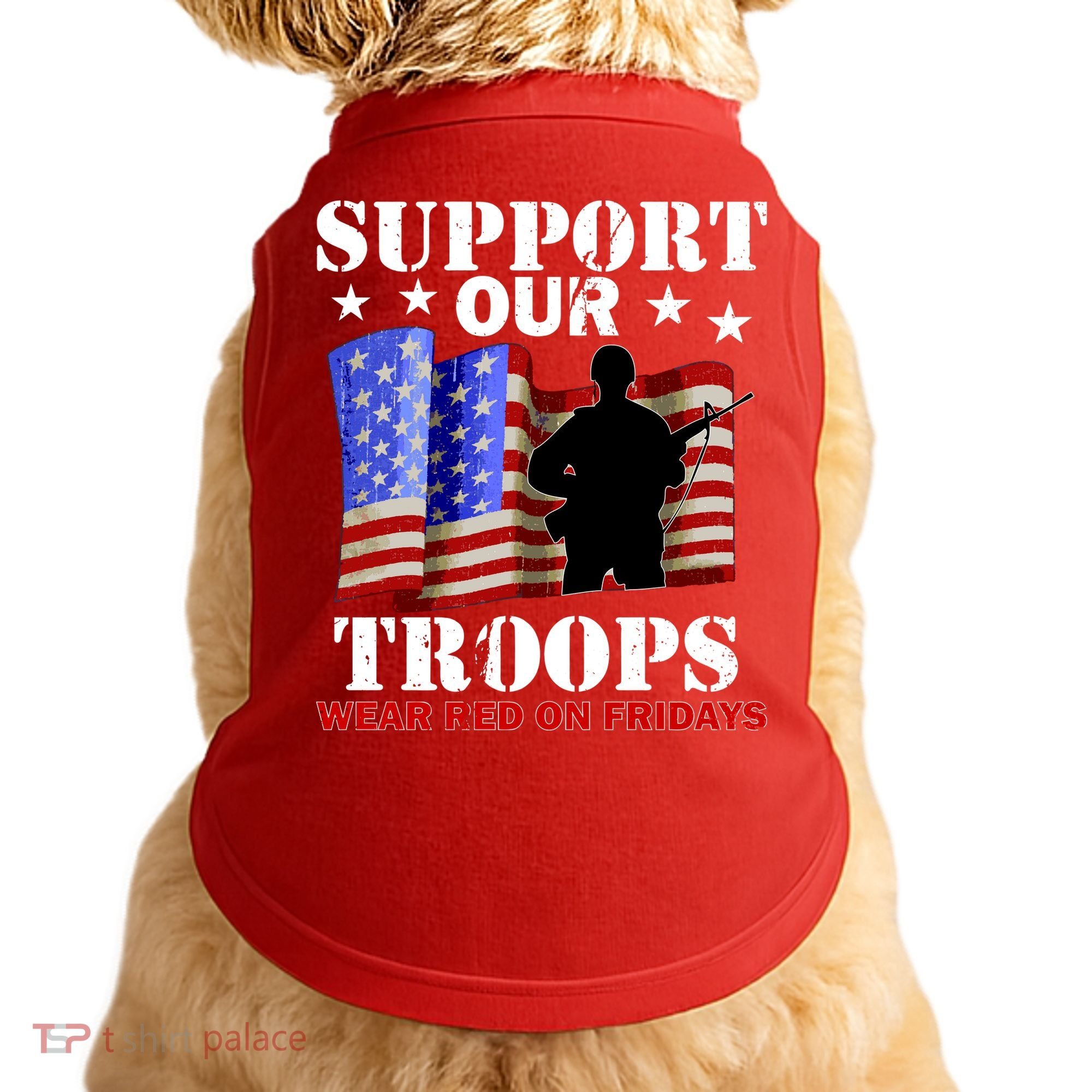 Red Friday Support Our Troops Doggie Tank