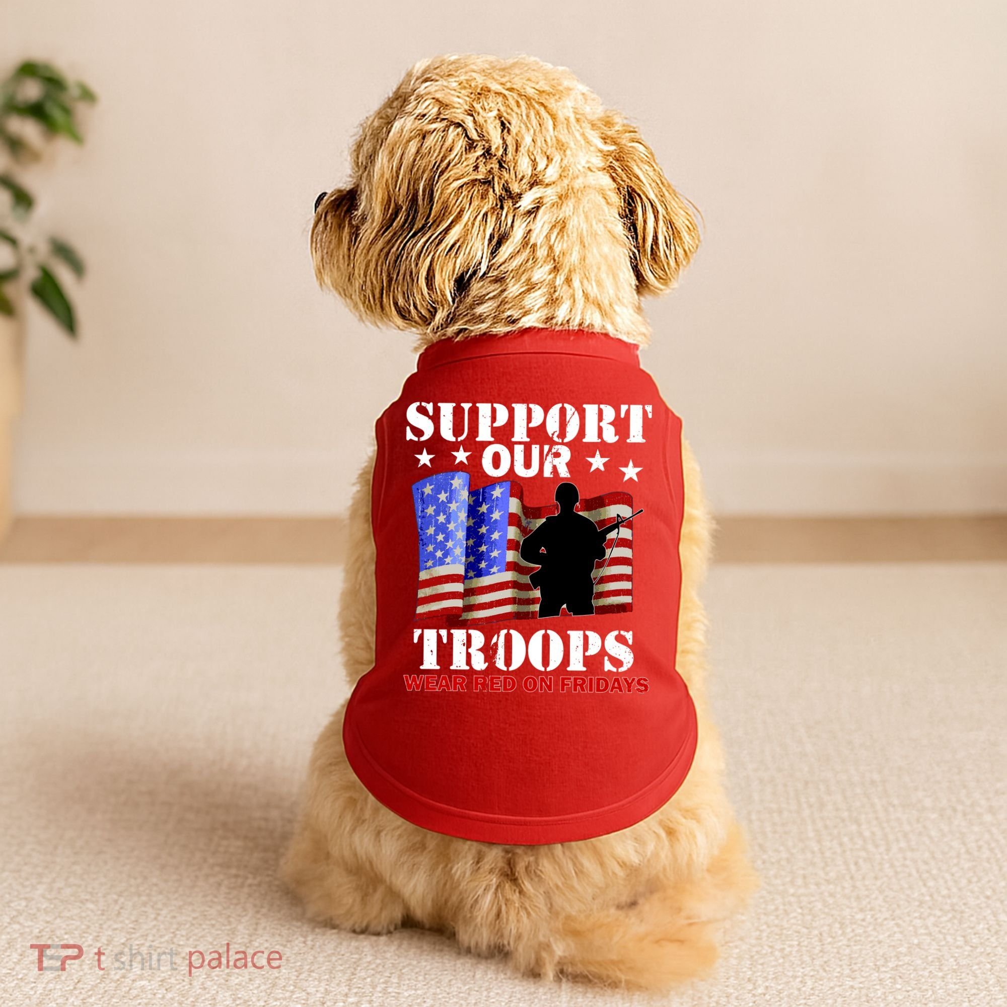 Red Friday Support Our Troops Doggie Tank