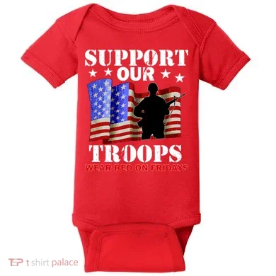 Red Friday Support Our Troops Baby Bodysuit